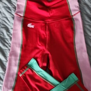 Lacoste Red and Pink Leggings